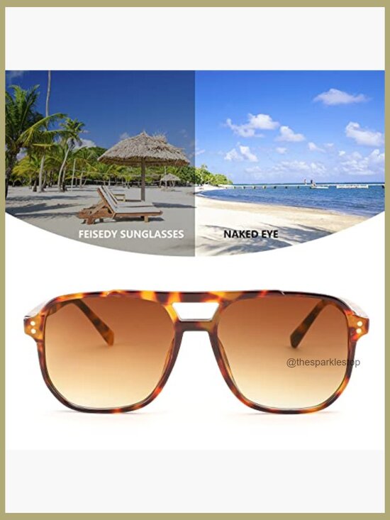 Retro Square Aviator Sunglasses Plastic Frame UV400 Protection